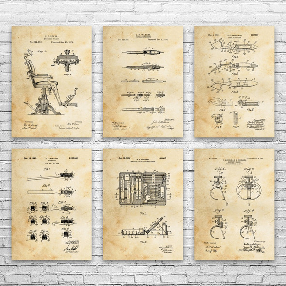 Dentistry Patent Wall Art Set of 6