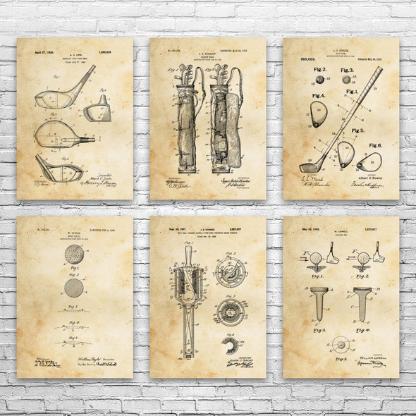 Golf Patent Wall Art Set of 6