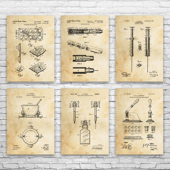 Pharmacy Patent Wall Art Set of 6