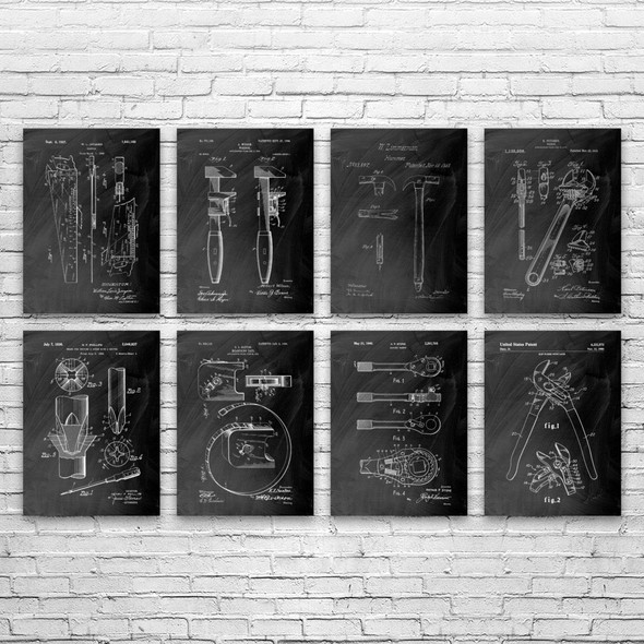 Workshop Patent Wall Art Set of 8