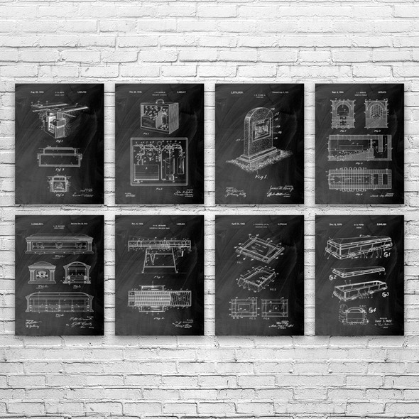 Funeral Home Patent Wall Art Set of 8