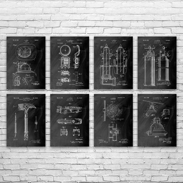 Firefighting Patent Wall Art Set of 8