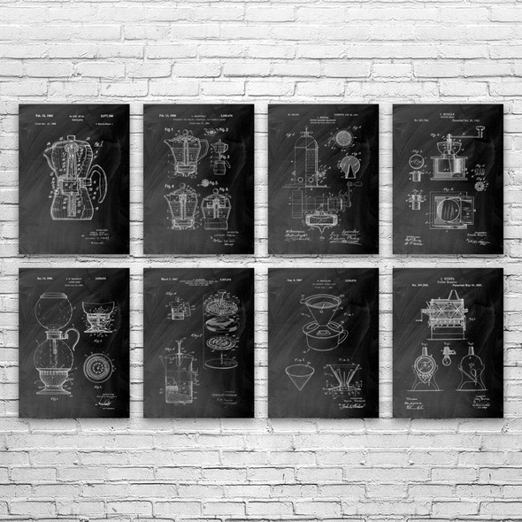 Coffee Patent Wall Art Set of 8