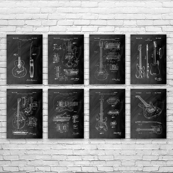 Guitar Patent Wall Art Set of 8