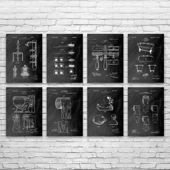 Bathroom Patent Wall Art Set of 8