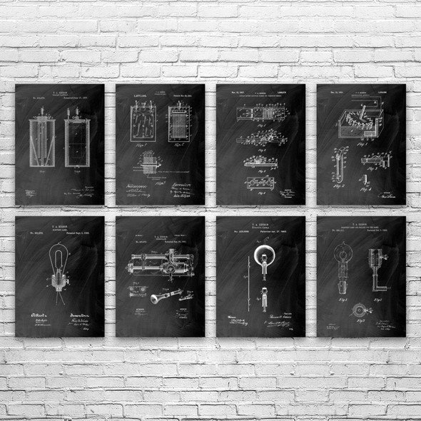 Thomas Edison Patent Wall Art Set of 8