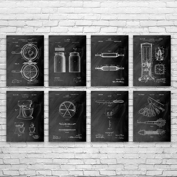 Kitchen Patent Wall Art Set of 8