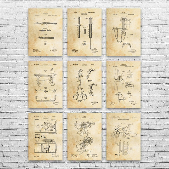 Surgery Patent Wall Art Set of 9