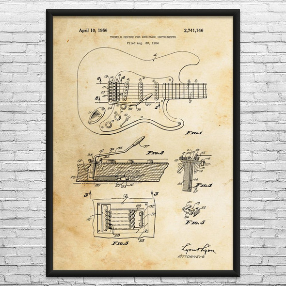 1956 Electric Guitar Patent Wall Art