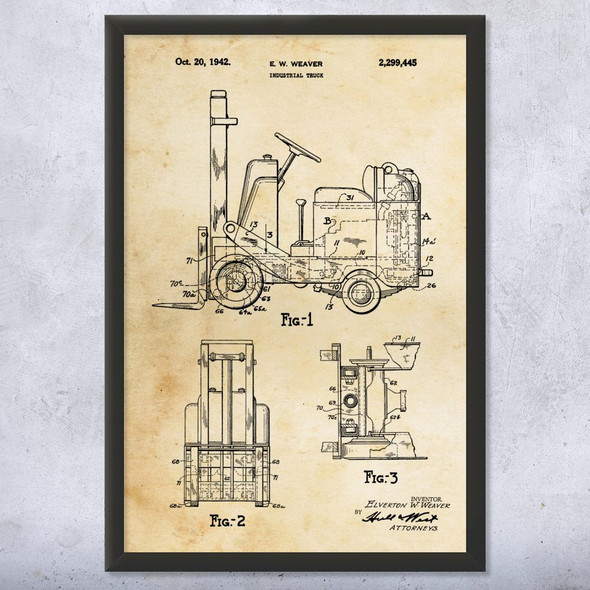 1942 Forklift Patent Wall Art