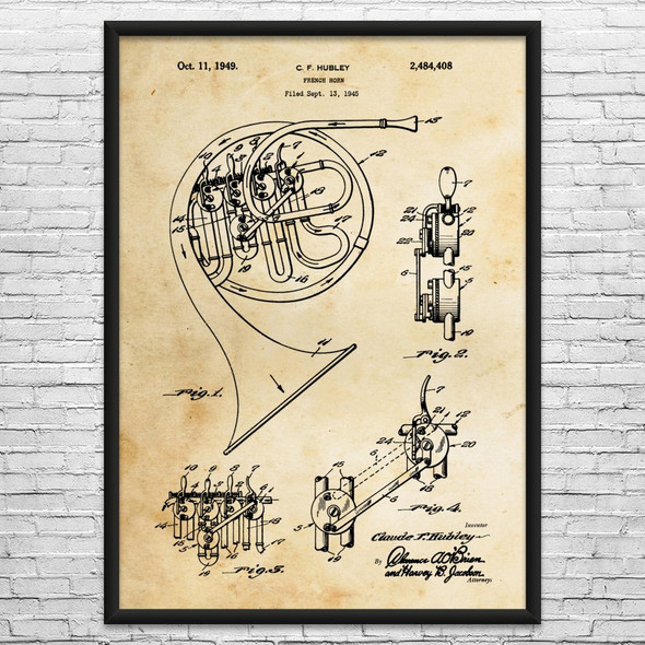 French Horn Patent Wall Art