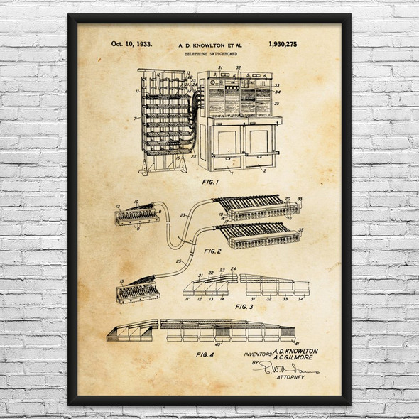 Telephone Switchboard Patent Wall Art
