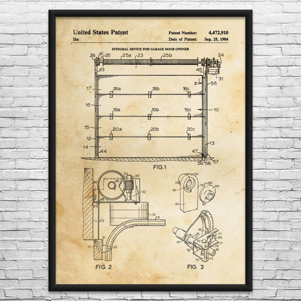 Garage Door Opener Patent Wall Art