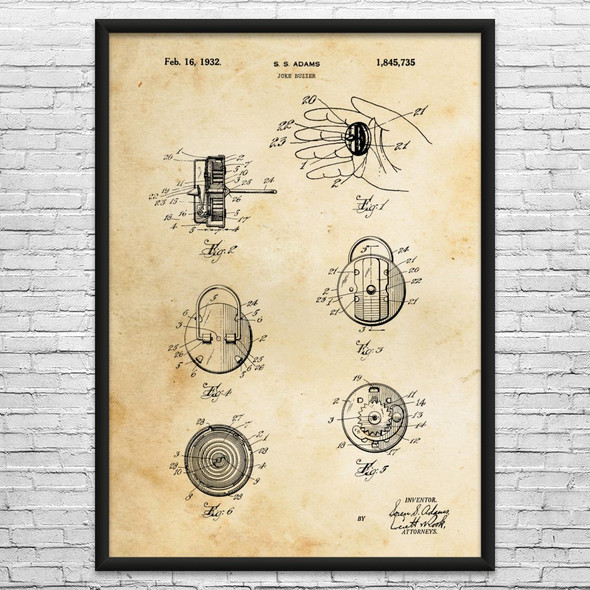 Hand Buzzer Patent Wall Art