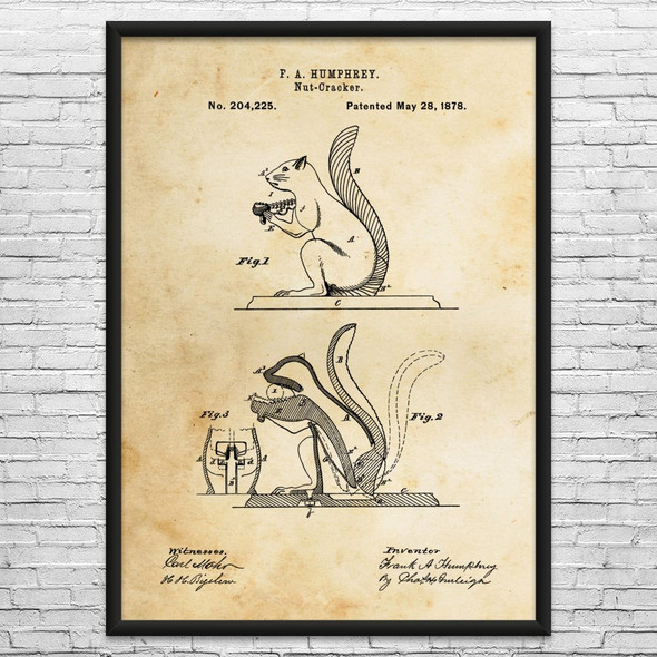 Squirrel Nut Cracker Patent Wall Art
