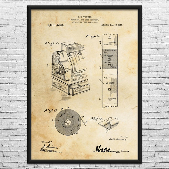 Receipt Paper Patent Wall Art