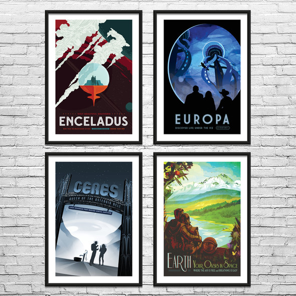 Future Visions Space Tourism Wall Art Set of 4
