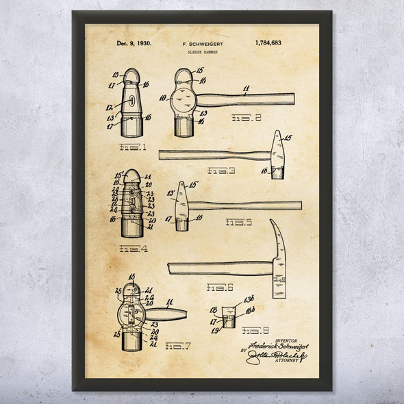 Sledge Hammer Patent Wall Art