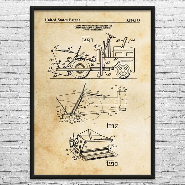 Asphalt Paver Patent Wall Art