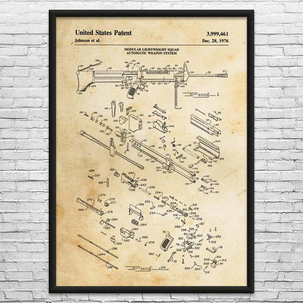 M60 Machine Gun Patent Wall Art
