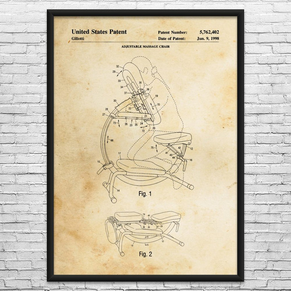Massage Chair Patent Wall Art