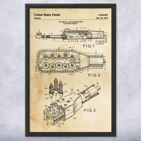 Electric Toothbrush Patent Wall Art Electric Toothbrush Patent Wall Art