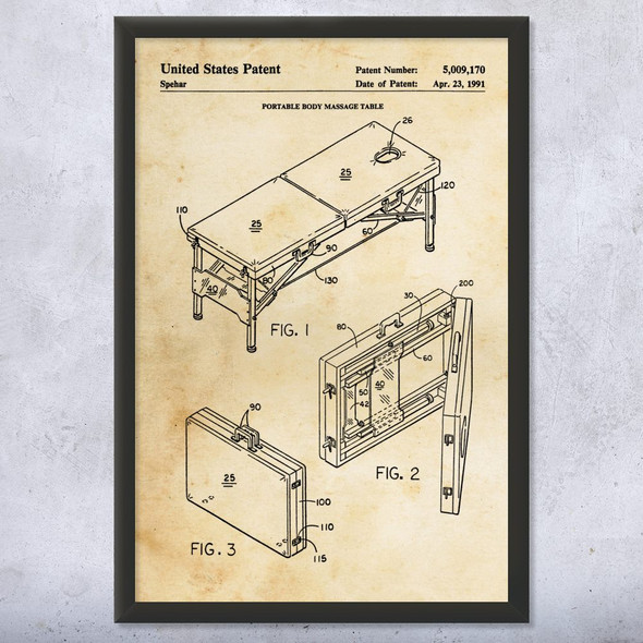Massage Table Patent Wall Art