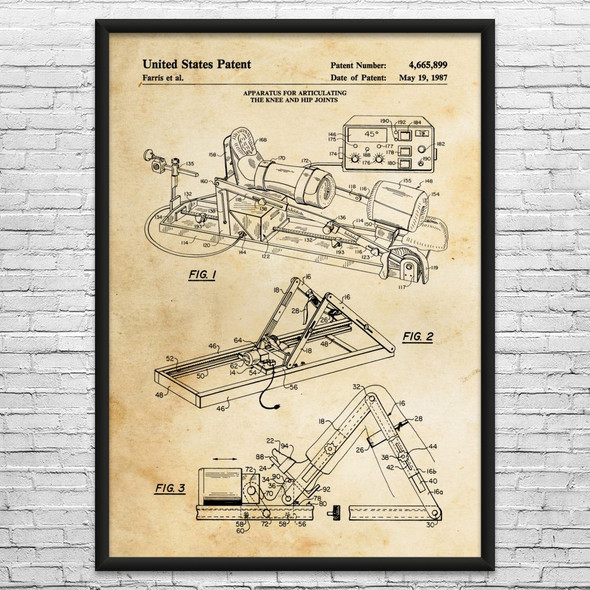 Knee CPM Machine Patent Wall Art