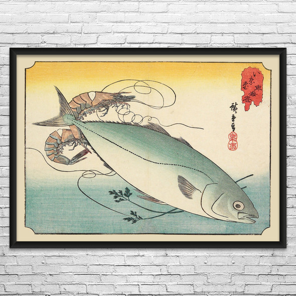 Prawn & Yellow Tail Ukiyo-e Wall Art