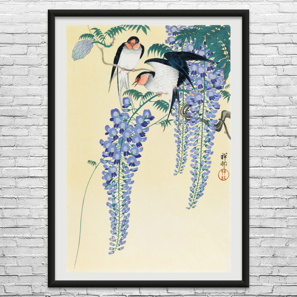 Swallows & Wisteria Ukiyo-e Wall Art