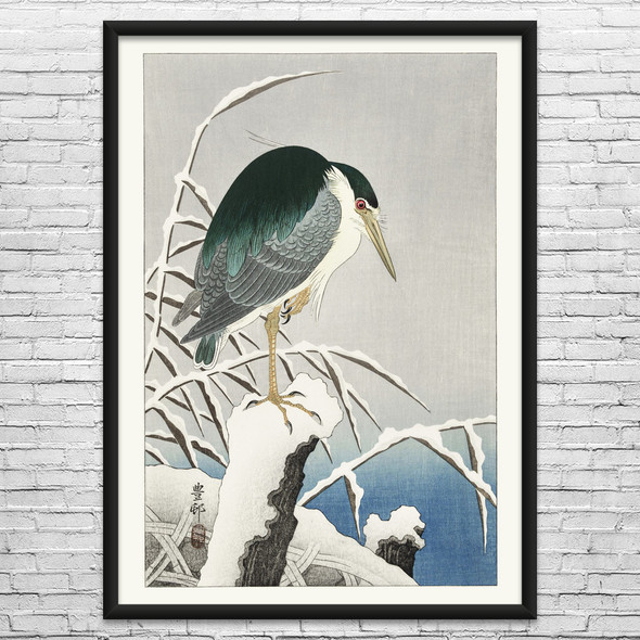 Heron in Snow Ukiyo-e Wall Art Heron in Snow Ukiyo-e Wall Art
