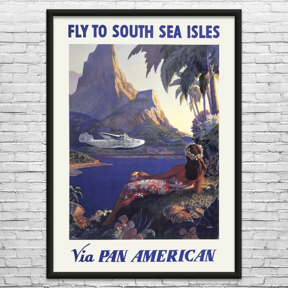 South Sea Isles Pan Am Vintage Travel Art