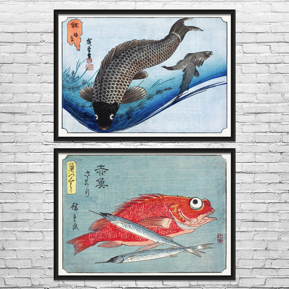 Fish Ukiyo-e Wall Art Set of 2