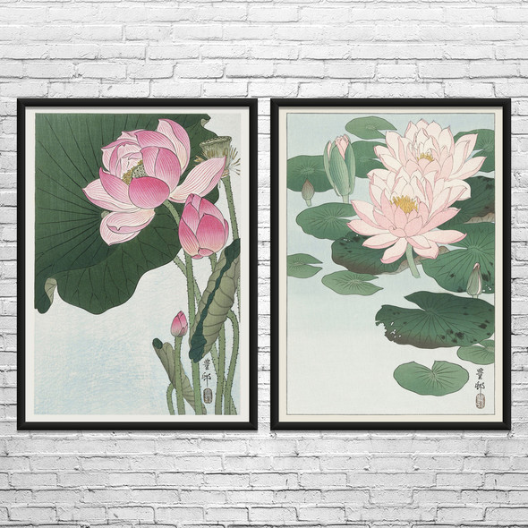 Flowers Ukiyo-e Wall Art Set of 2
