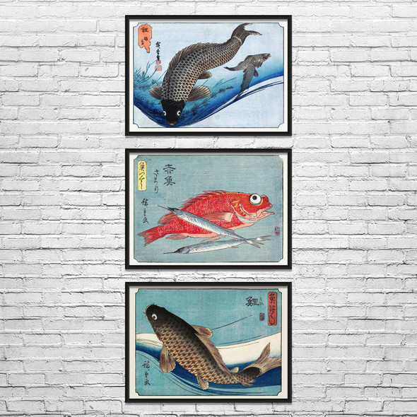 Fish Ukiyo-e Wall Art Set of 3