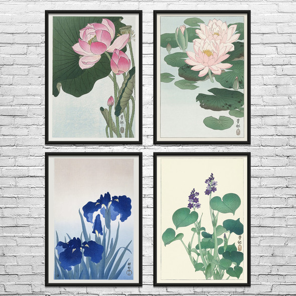 Flowers Ukiyo-e Wall Art Set of 4