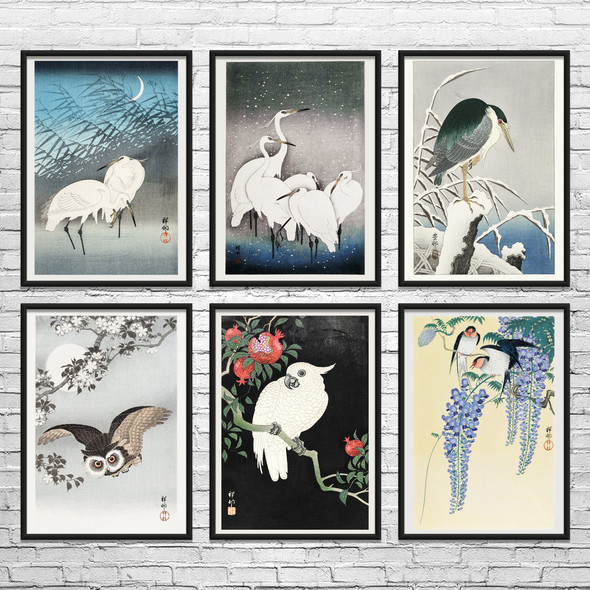 Birds Ukiyo-e Wall Art Set of 6