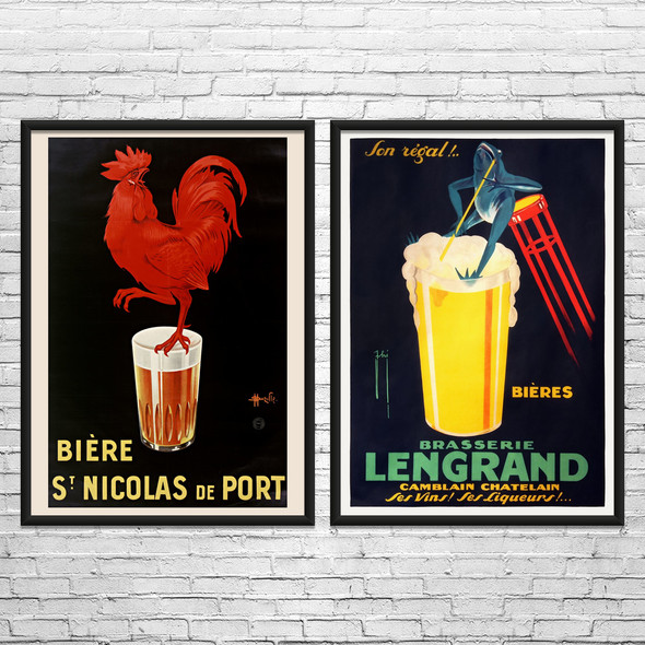 Beer Vintage Ad Wall Art Set of 2
