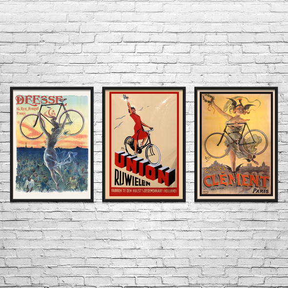 Bicycle Vintage Ad Wall Art Set of 3