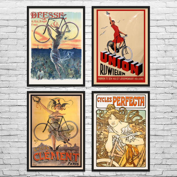 Bicycle Vintage Ad Wall Art Set of 4