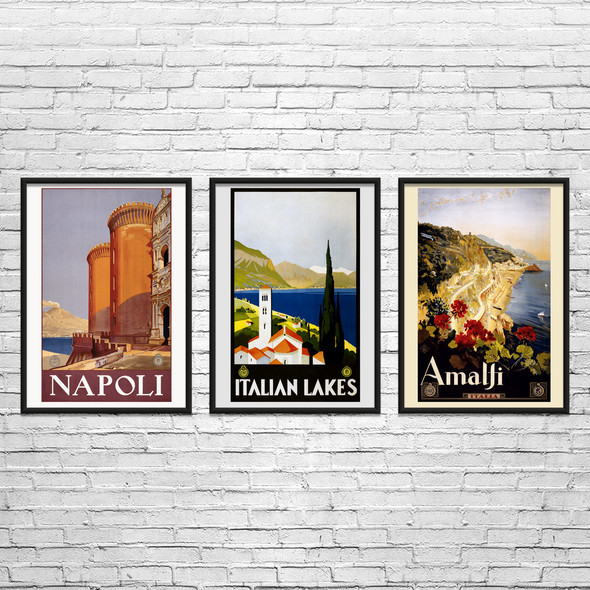 Italy Vintage Travel Art Set of 3