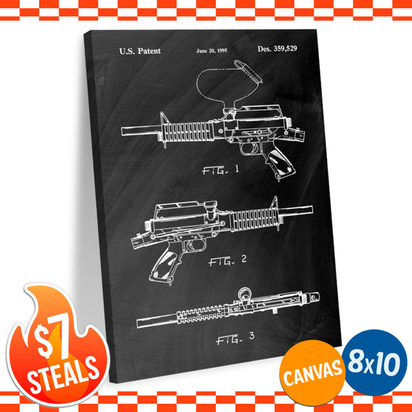 Paintball Gun Patent Wall Art Canvas Print 8" x 10"