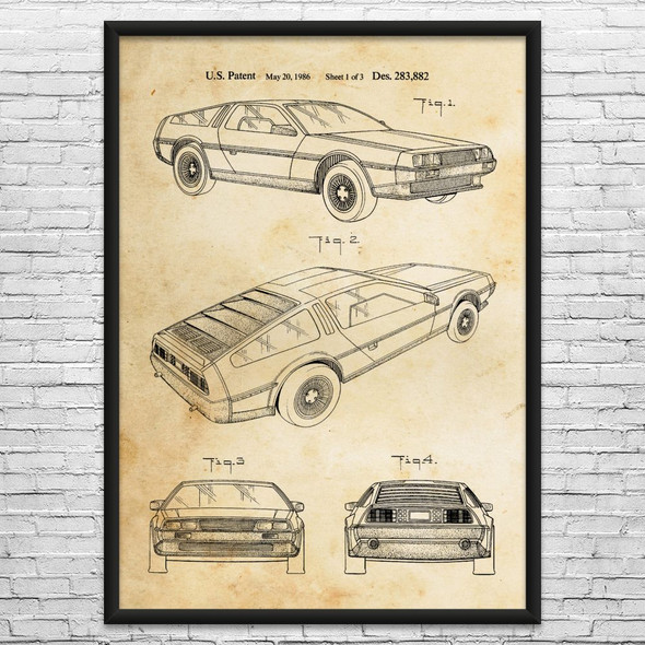 DMC-12 Car Patent Wall Art