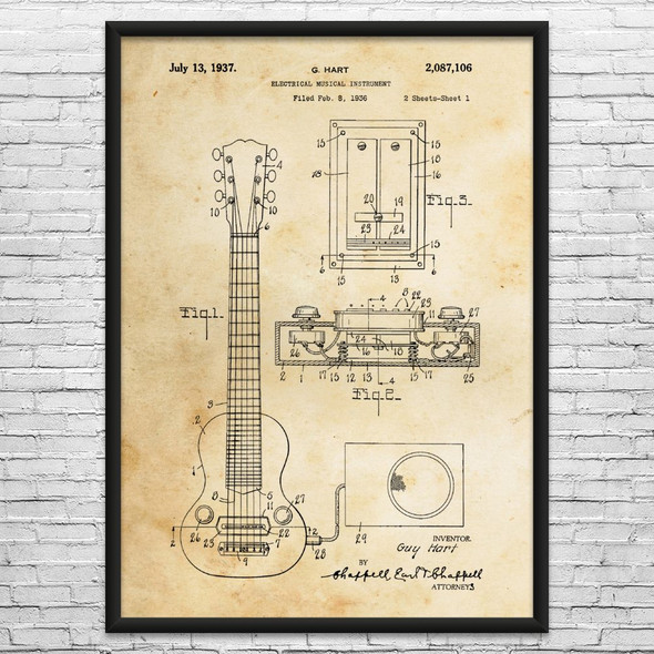 E-150 Electric Guitar Patent Wall Art