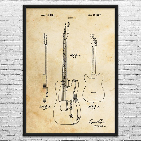 Telecaster 1951 Electric Guitar Patent Wall Art