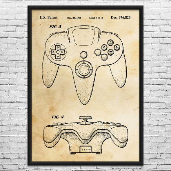 N64 Controller Patent Wall Art