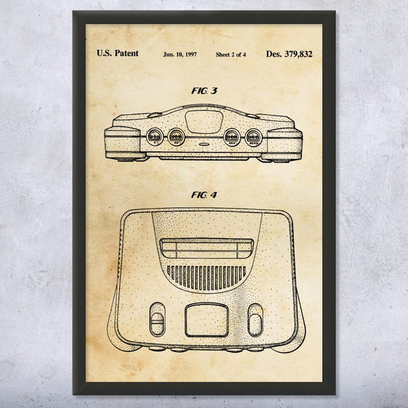 Nintendo 64 Console Patent Wall Art