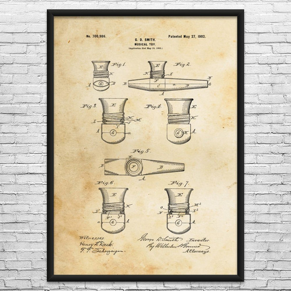 Kazoo Patent Wall Art