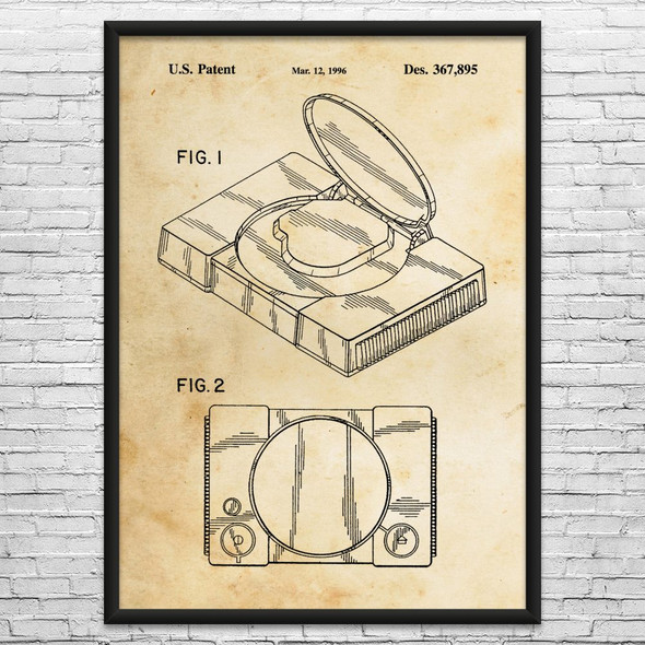 PS1 Console Patent Wall Art
