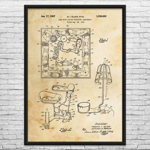 Mouse Trap Game Patent Wall Art